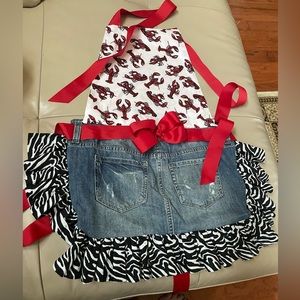Crawfish and Denim Apron, Size S/M